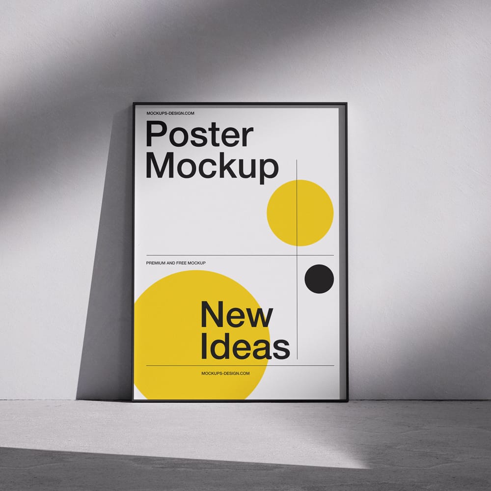 Free Elegant Poster Mockup on the Floor PSD