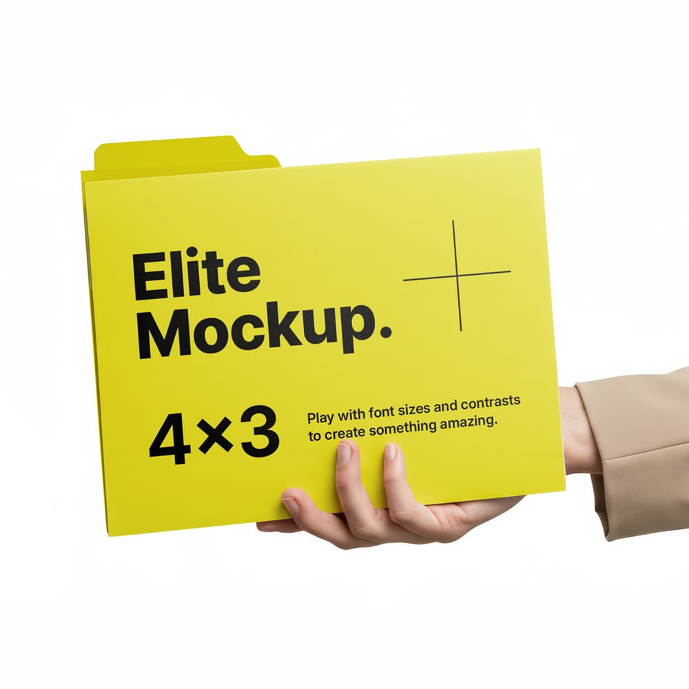 Free Folder in a Hand Mockup PSD