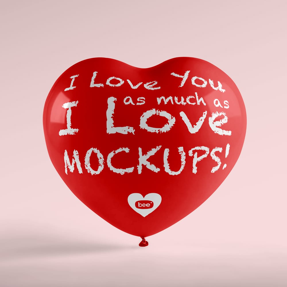 Free Heart Shaped Balloon Mockup PSD