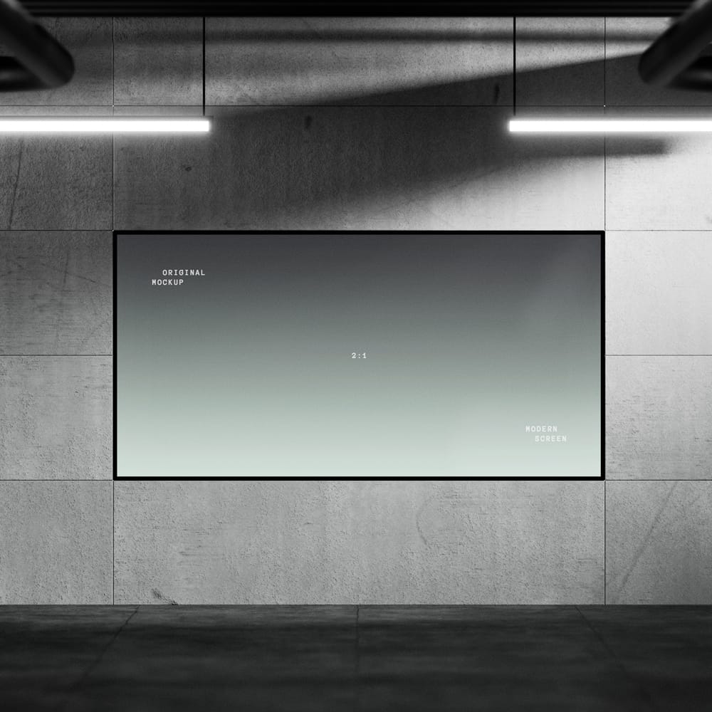 Free Horizontal Screen Display Mockup PSD