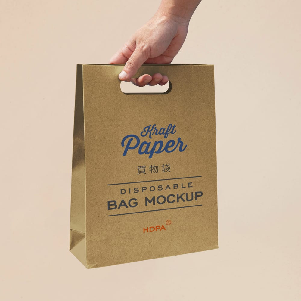 Free Kraft Paper Disposable Bag Mockup PSD