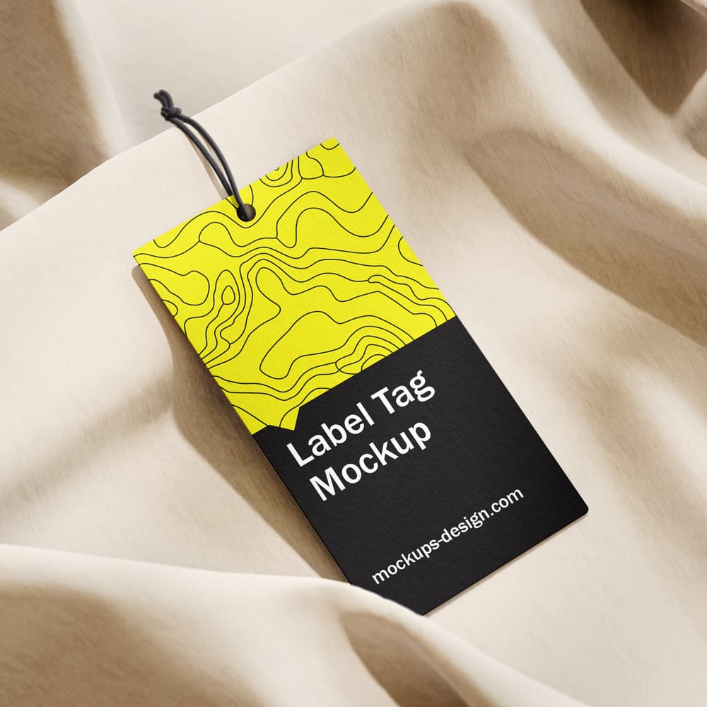 Free Label Tag on Fabric Mockup PSD