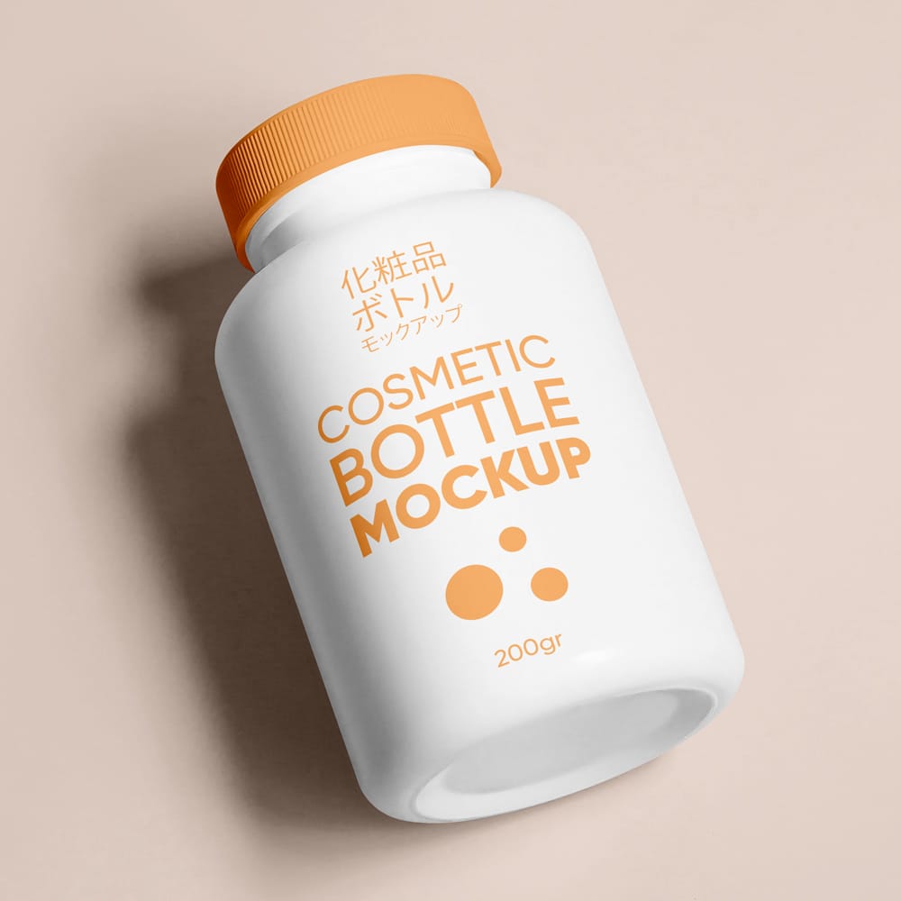 Free Lying Cosmetic Bottle Mockup PSD