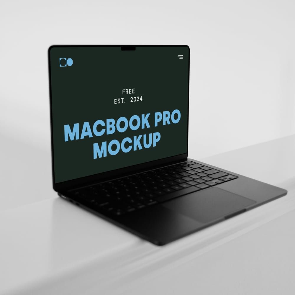 Free MacBook Pro on Floor Mockup PSD