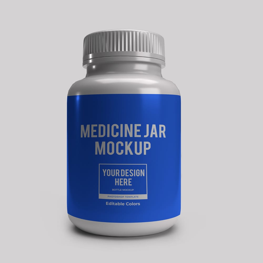Free Medicine Bottle Jar Mockup Template PSD