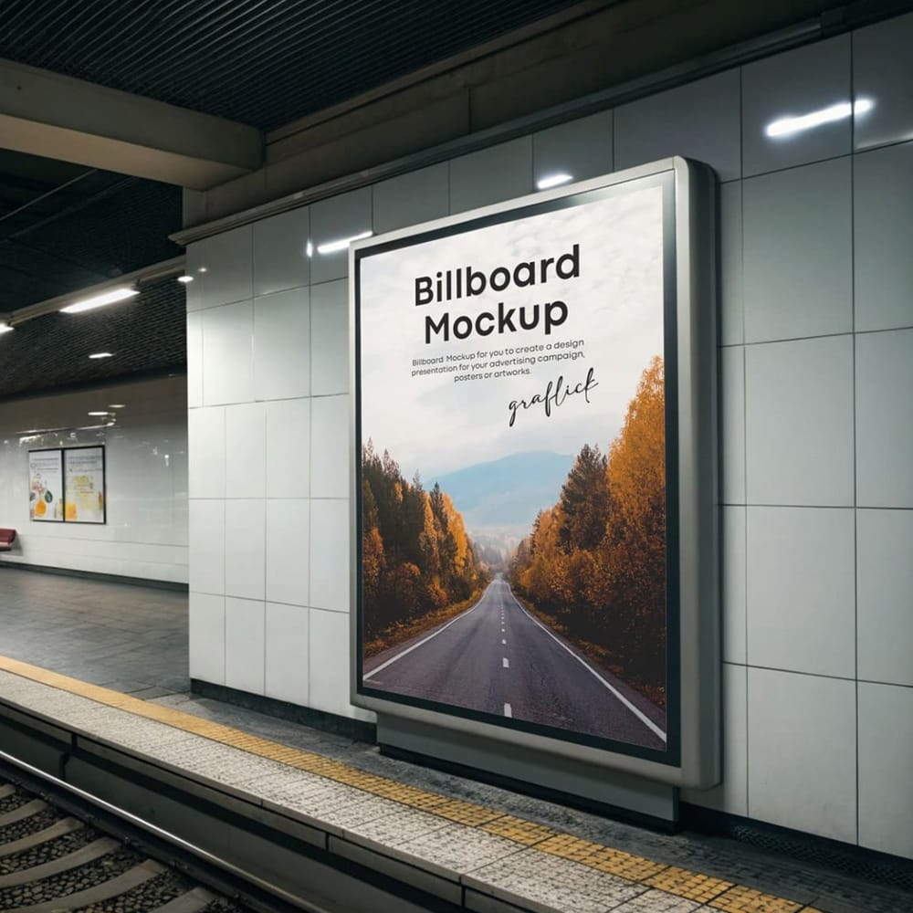 Free Metro Station Billboard Mockup PSD