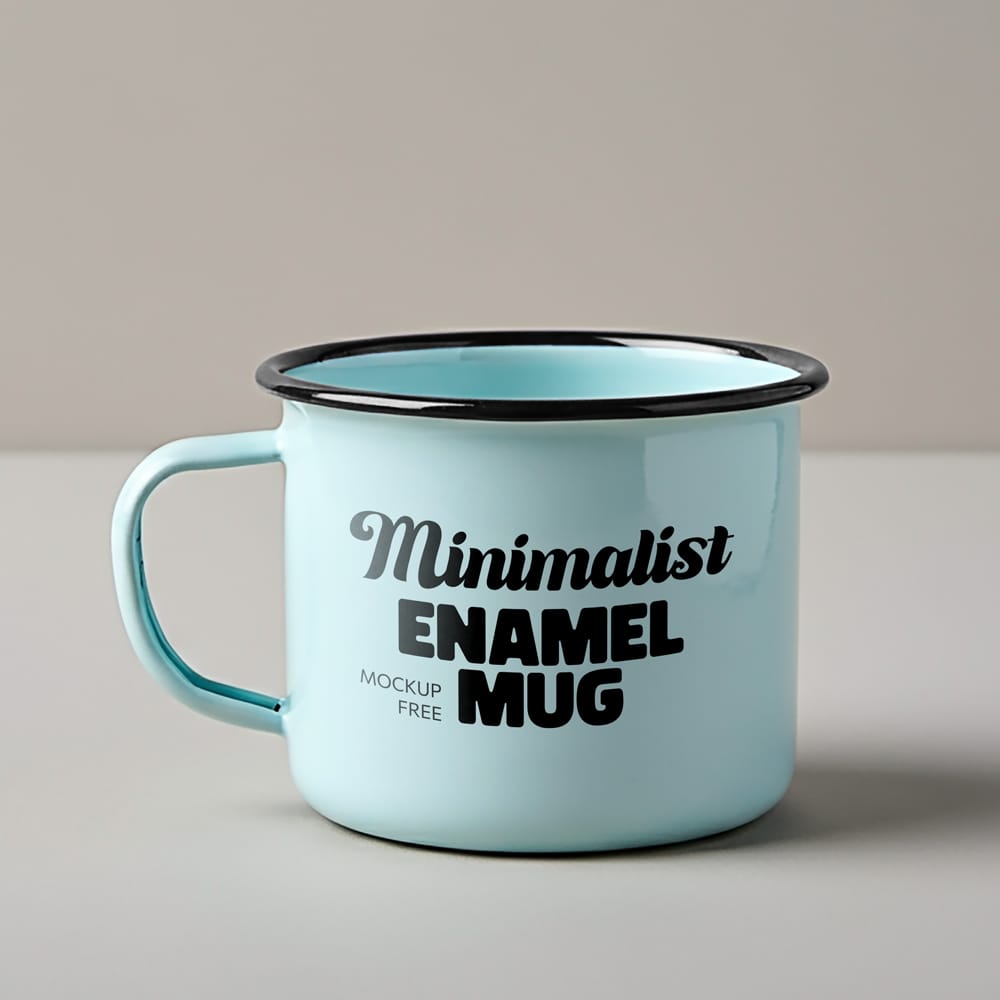 Free Minimalist Enamel Mug Mockup PSD