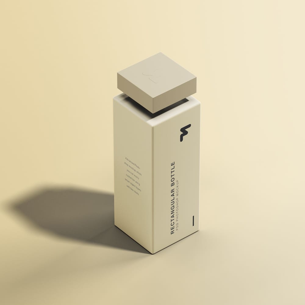 Free Minimalist Rectangular Bottle Mockup PSD