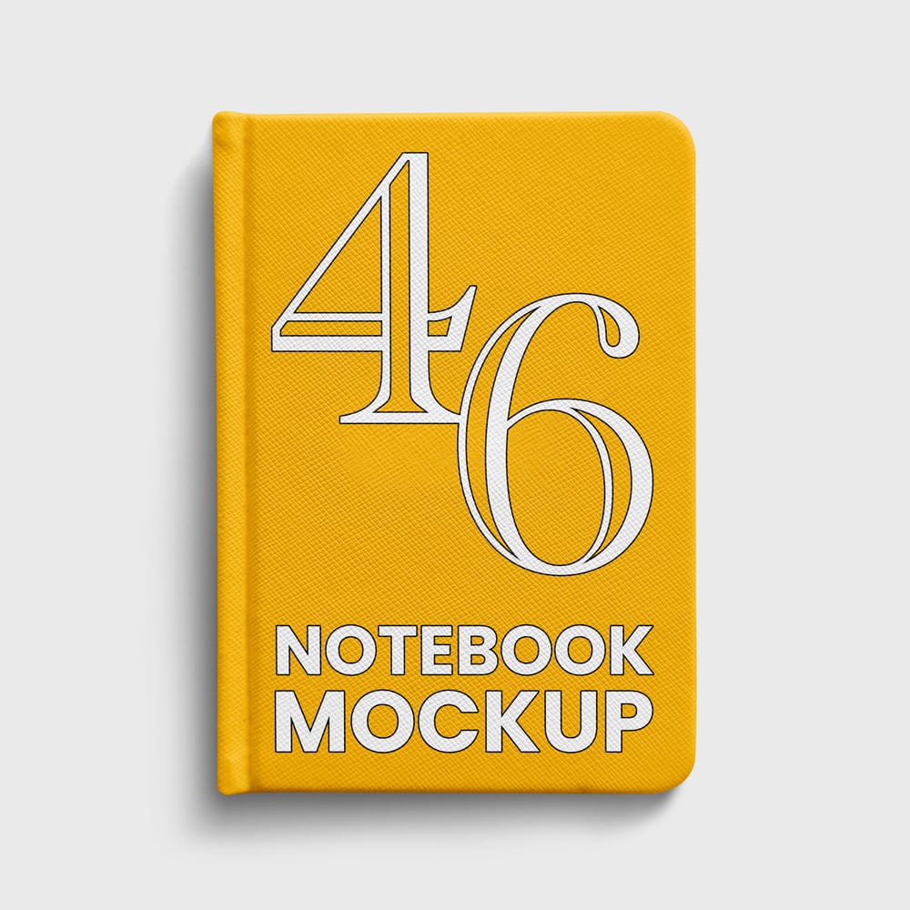 Free Notebook with Textured Cover Mockup PSD