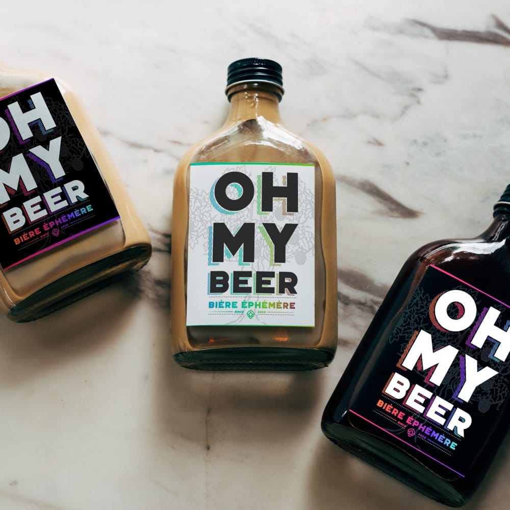 Free Oh My Beer Bottle Labels Mockup PSD