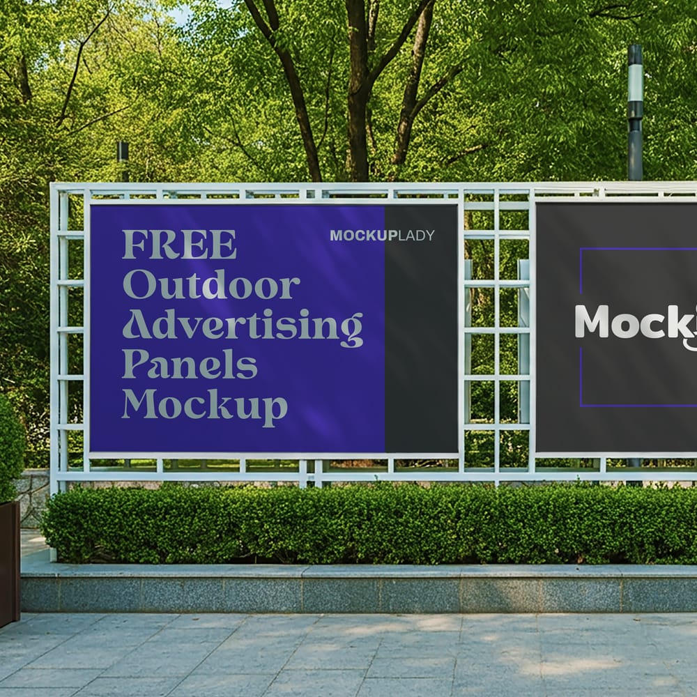 Free Outdoor Advertising Panels Mockup Template PSD