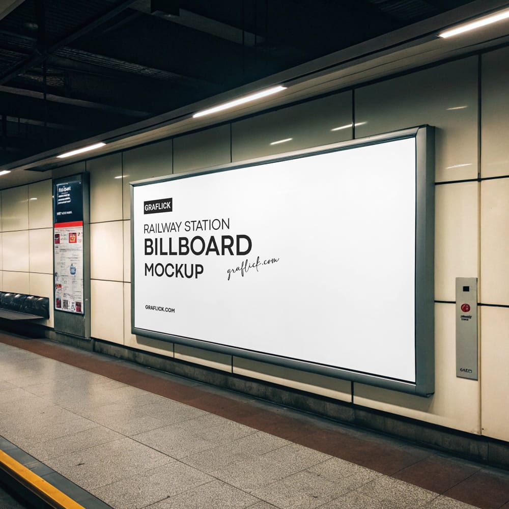 Free Railway Station Billboard Mockup PSD