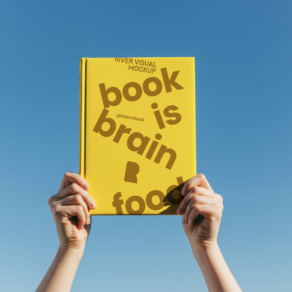 Free Realistic Hard Cover Book Mockup Template PSD