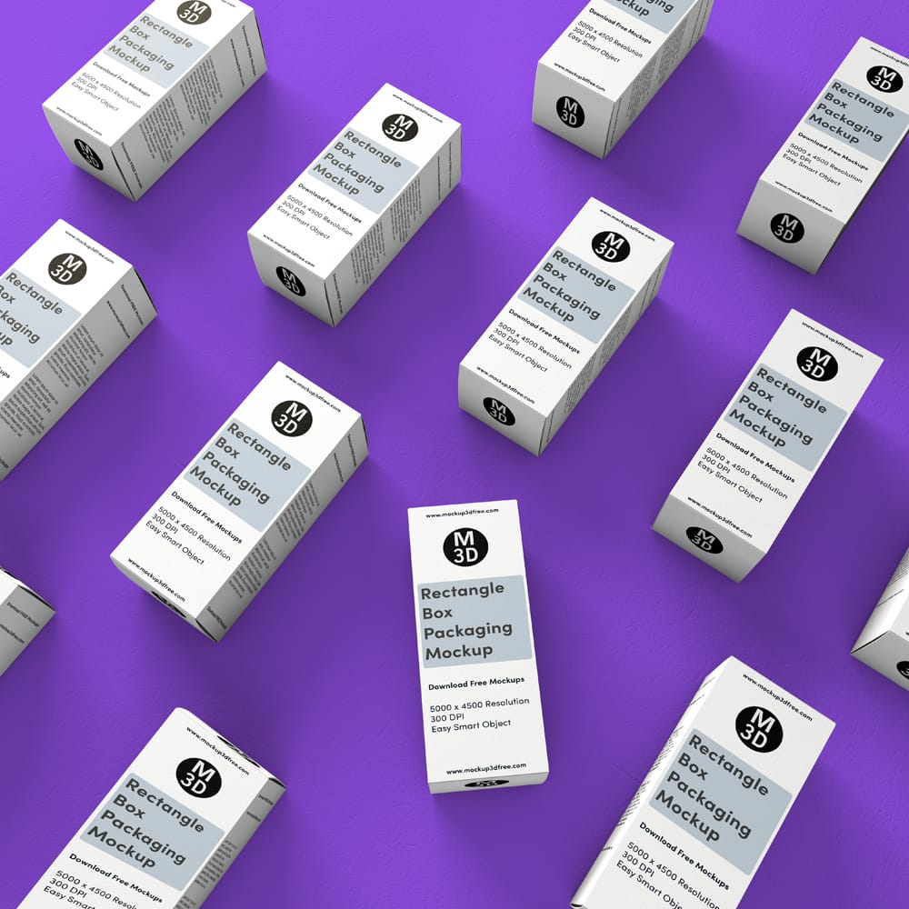 Free Rectangle Box Packaging Mockup PSD
