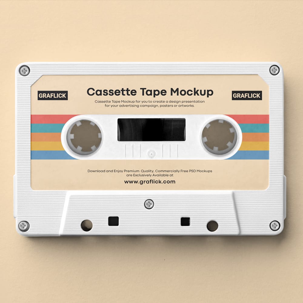 Free Retro Cassette Tape Mockup PSD