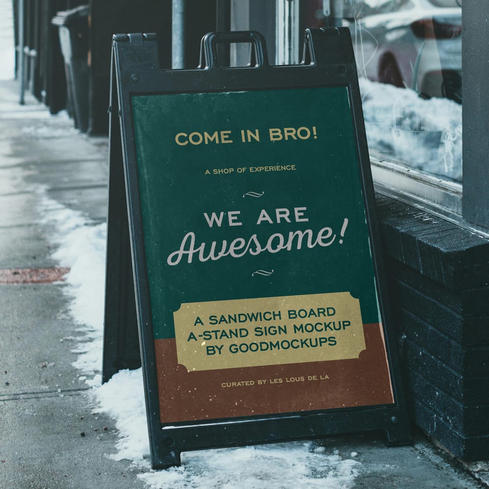 Free Sandwich Board A-Stand Mockup PSD