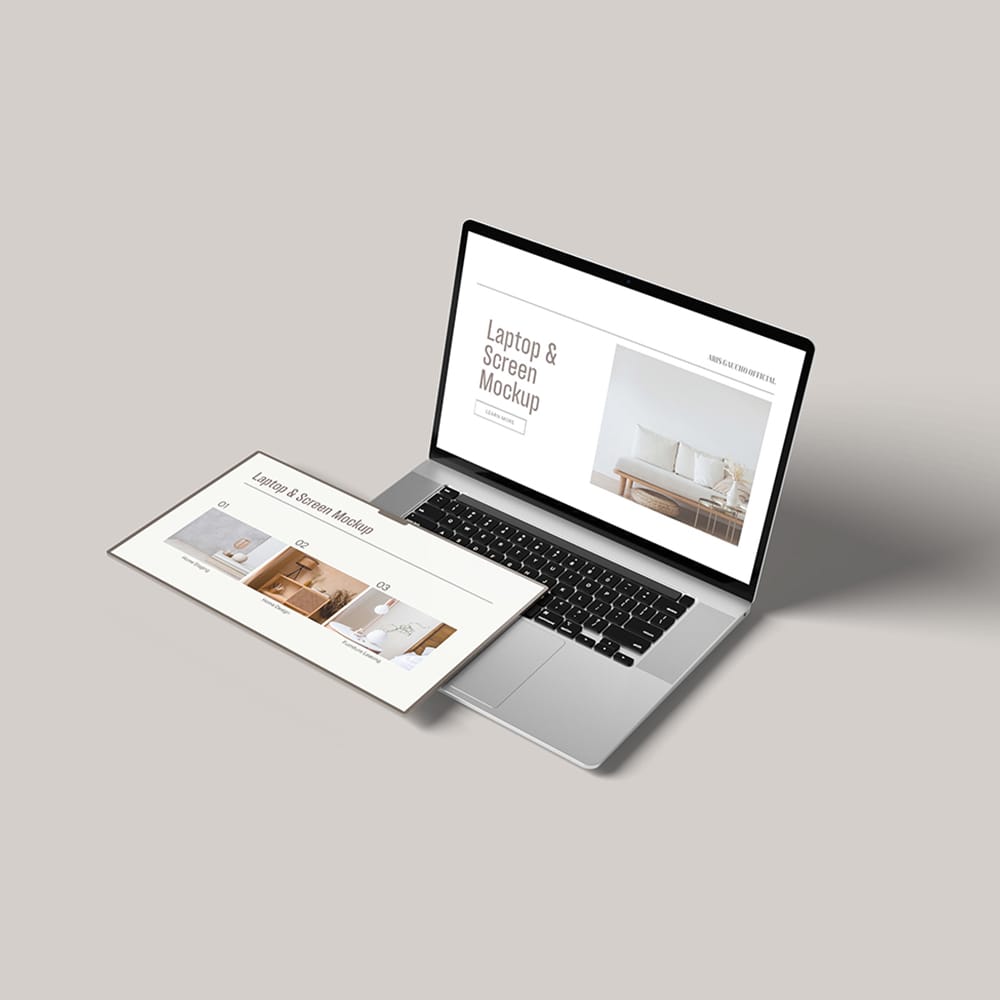 Free Screen and Laptop Mockup PSD