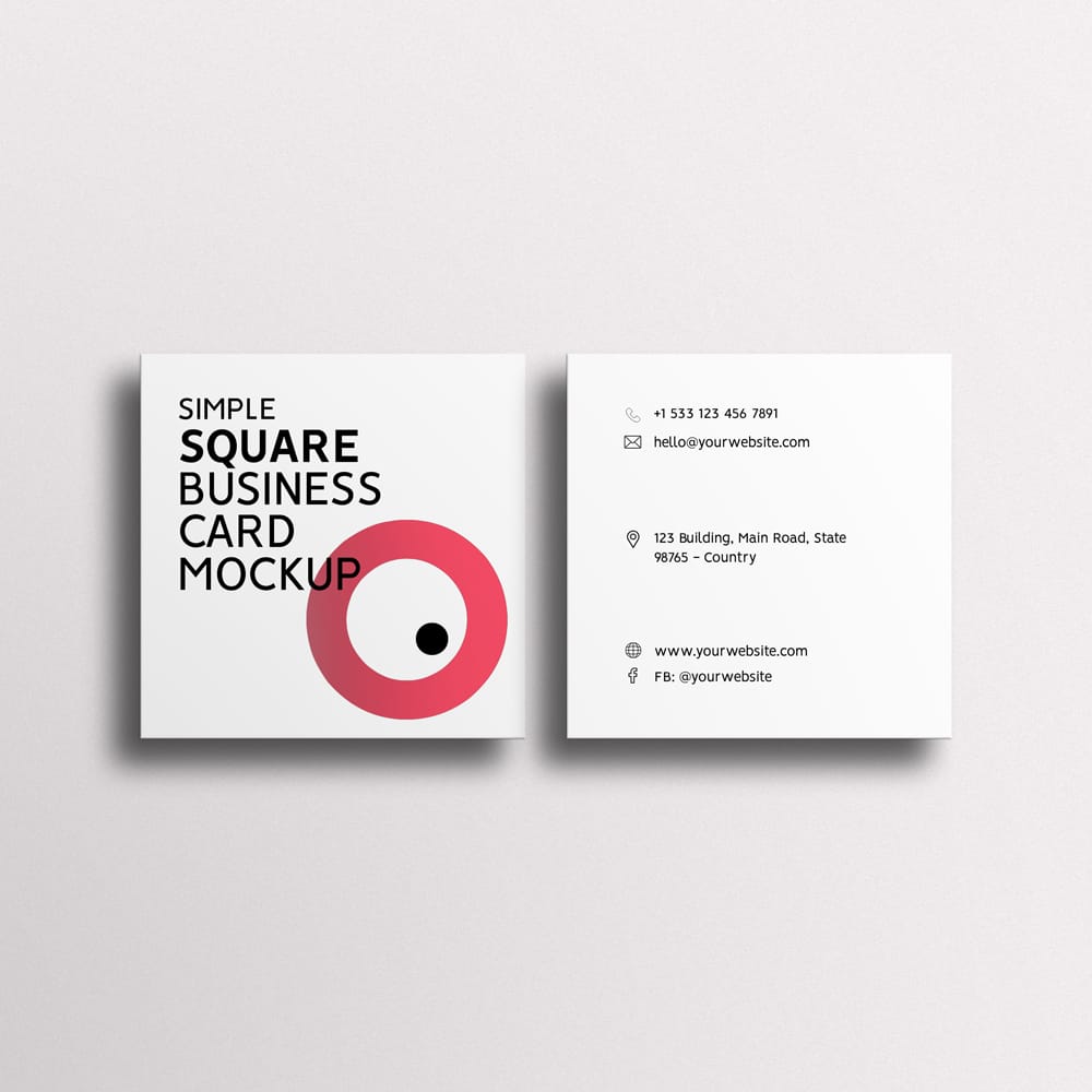 Free Simple Square Business Card Mockup PSD