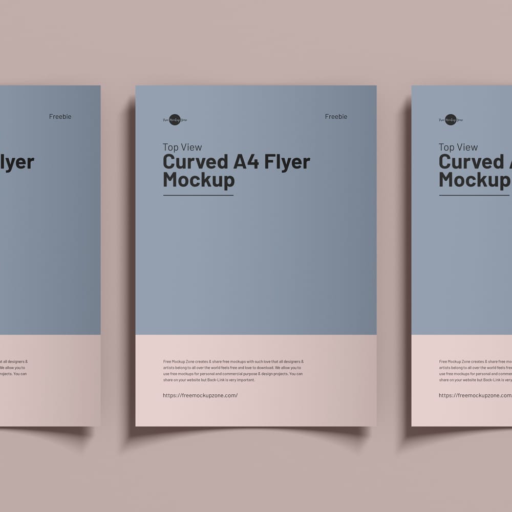 Free Top View Curved A4 Flyer Mockup PSD