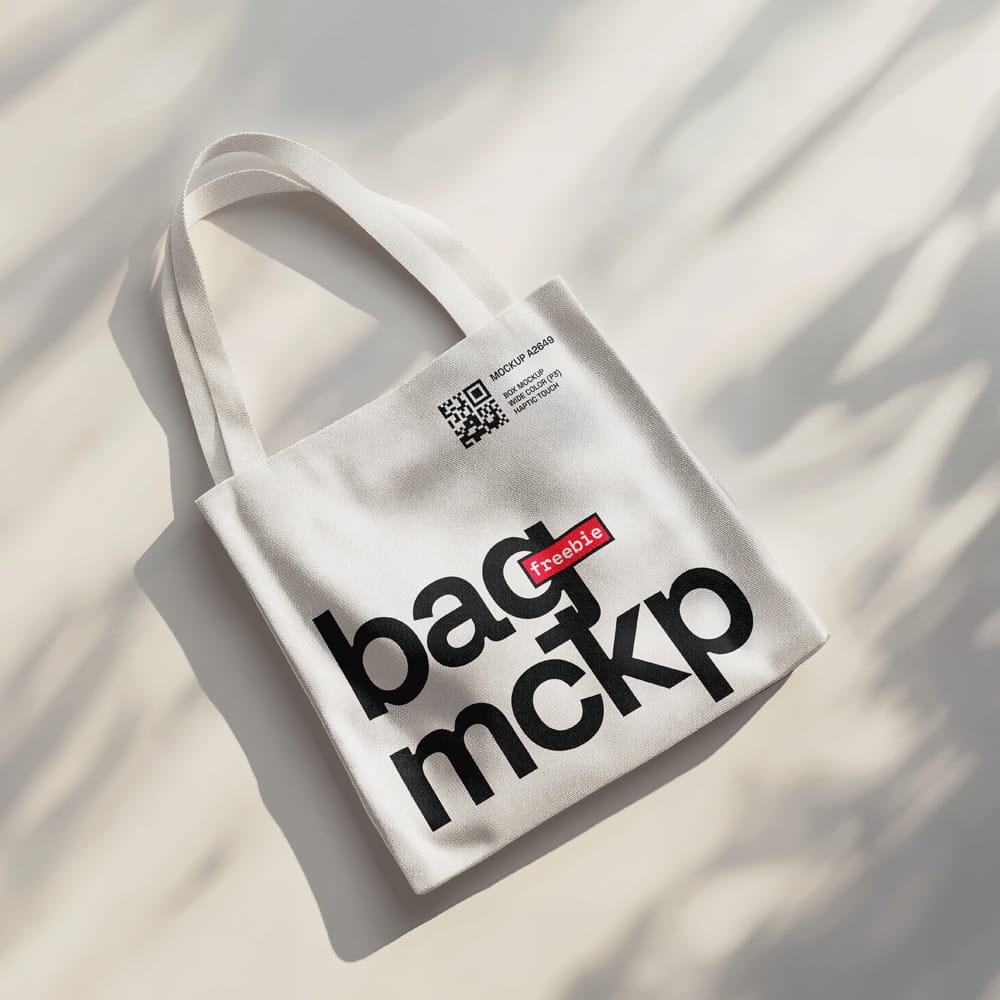 Free Tote Bag Mockup on the Floor PSD