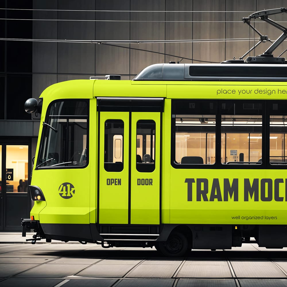 Free Tram Mockup PSD