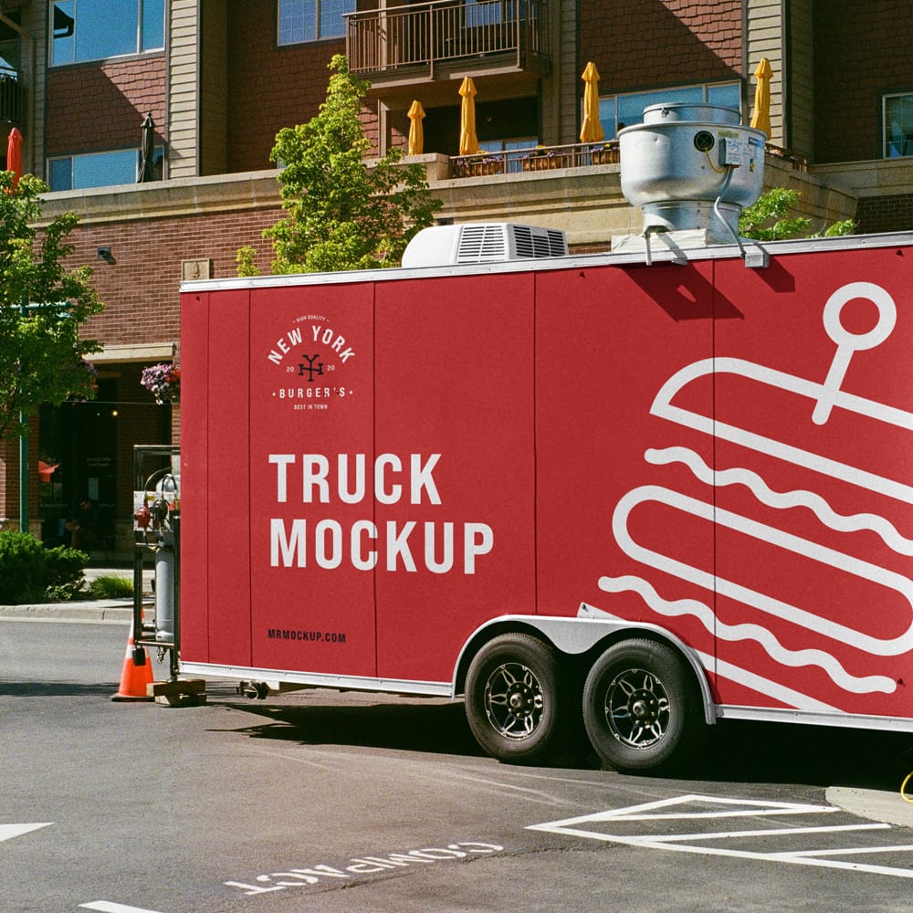 Free Truck Trailer Mockup PSD