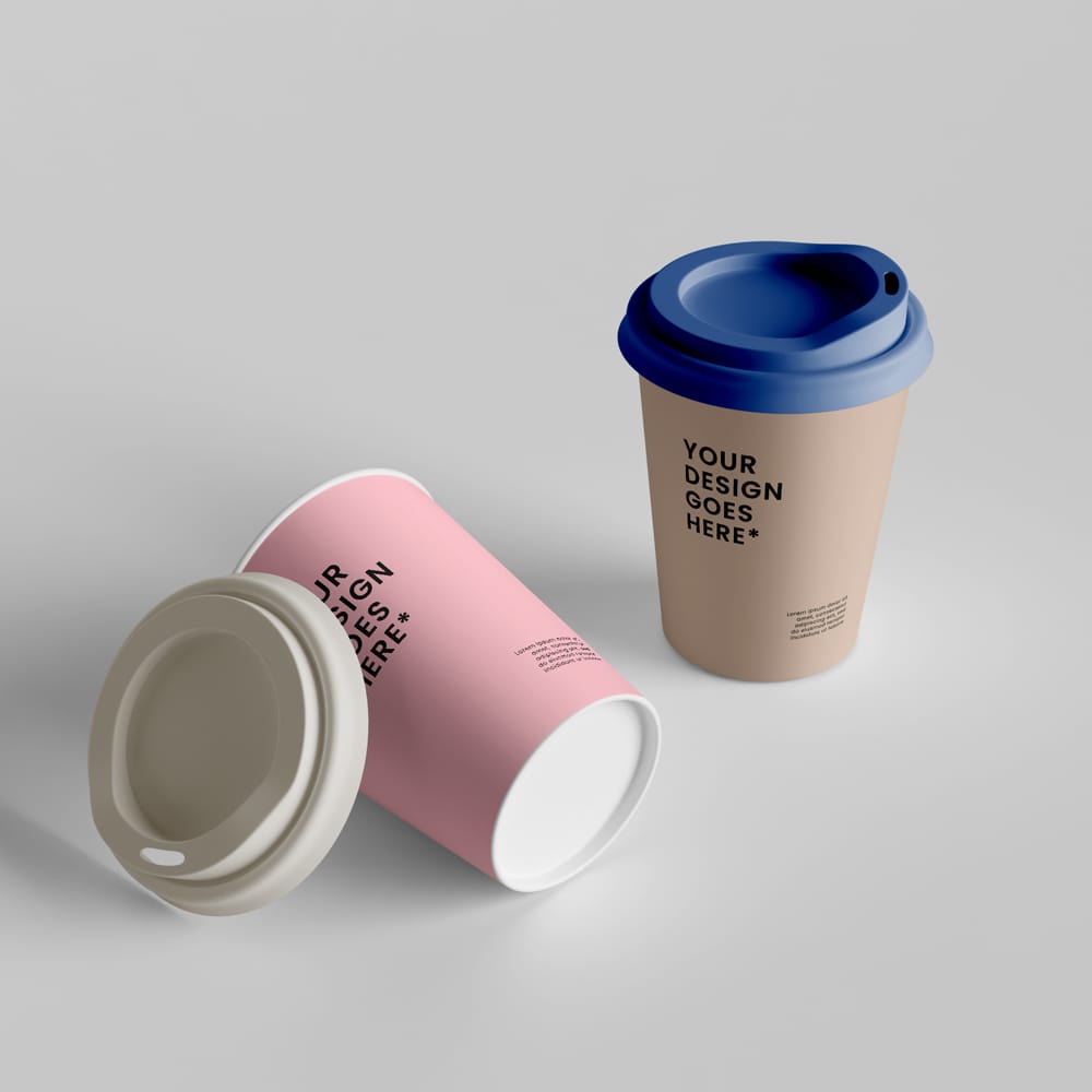 Free Two Paper Cup Mockup PSD