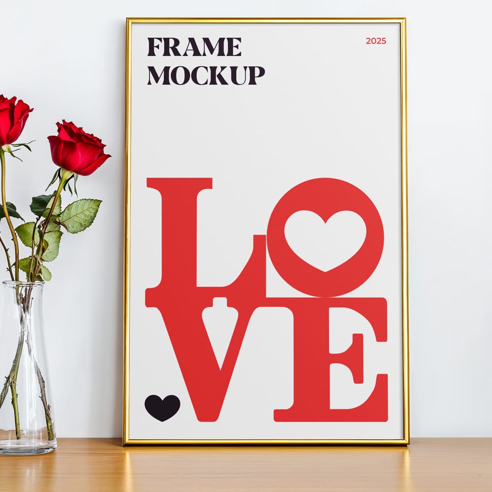 Free Valenitnes Day Frame Mockup PSD