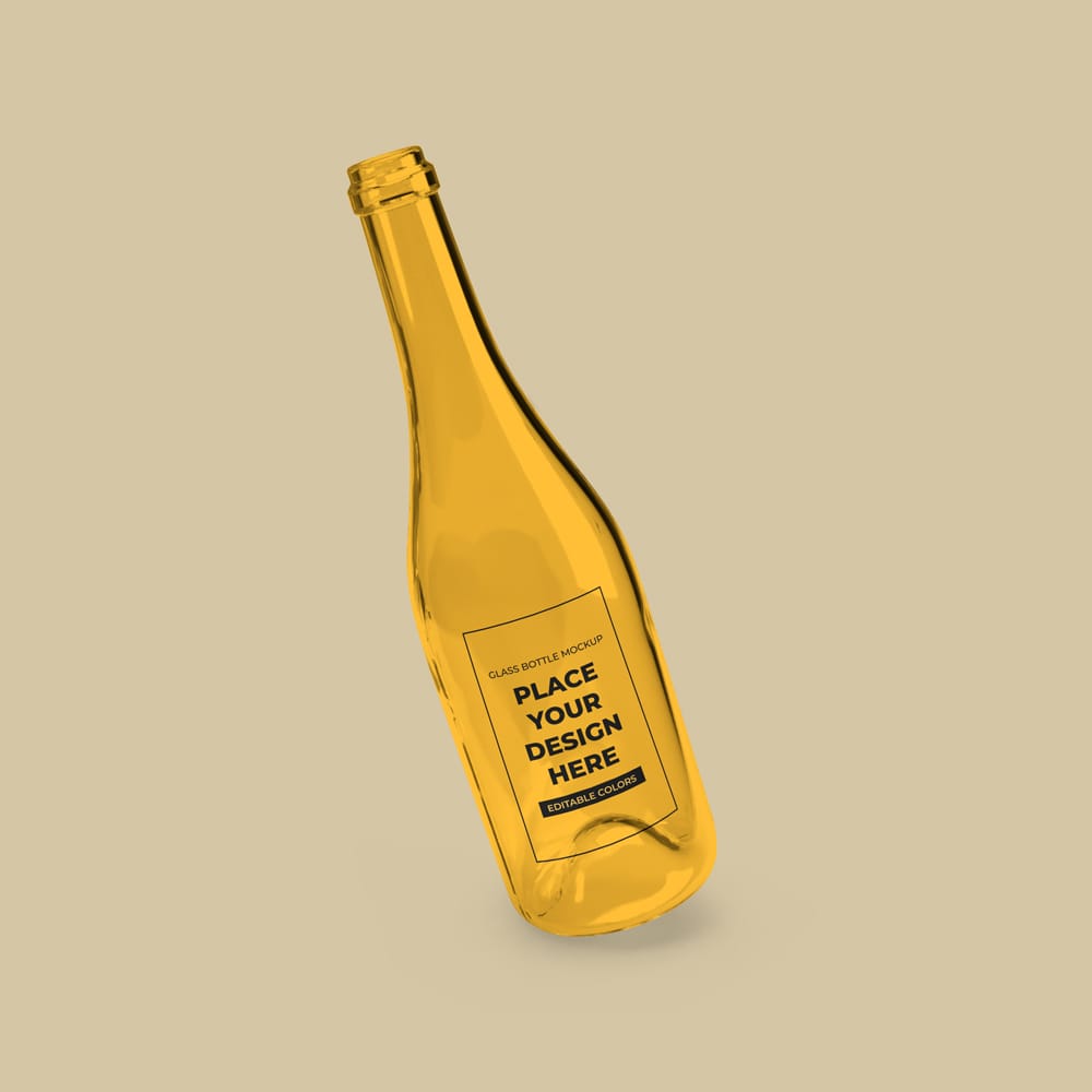 Free Yellow Glass Bottle Mockup PSD