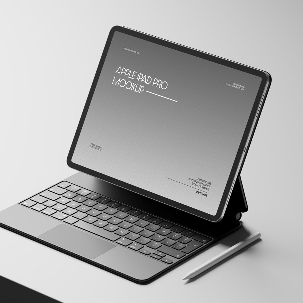 Free iPad Pro With Magic Keyboard Mockup PSD