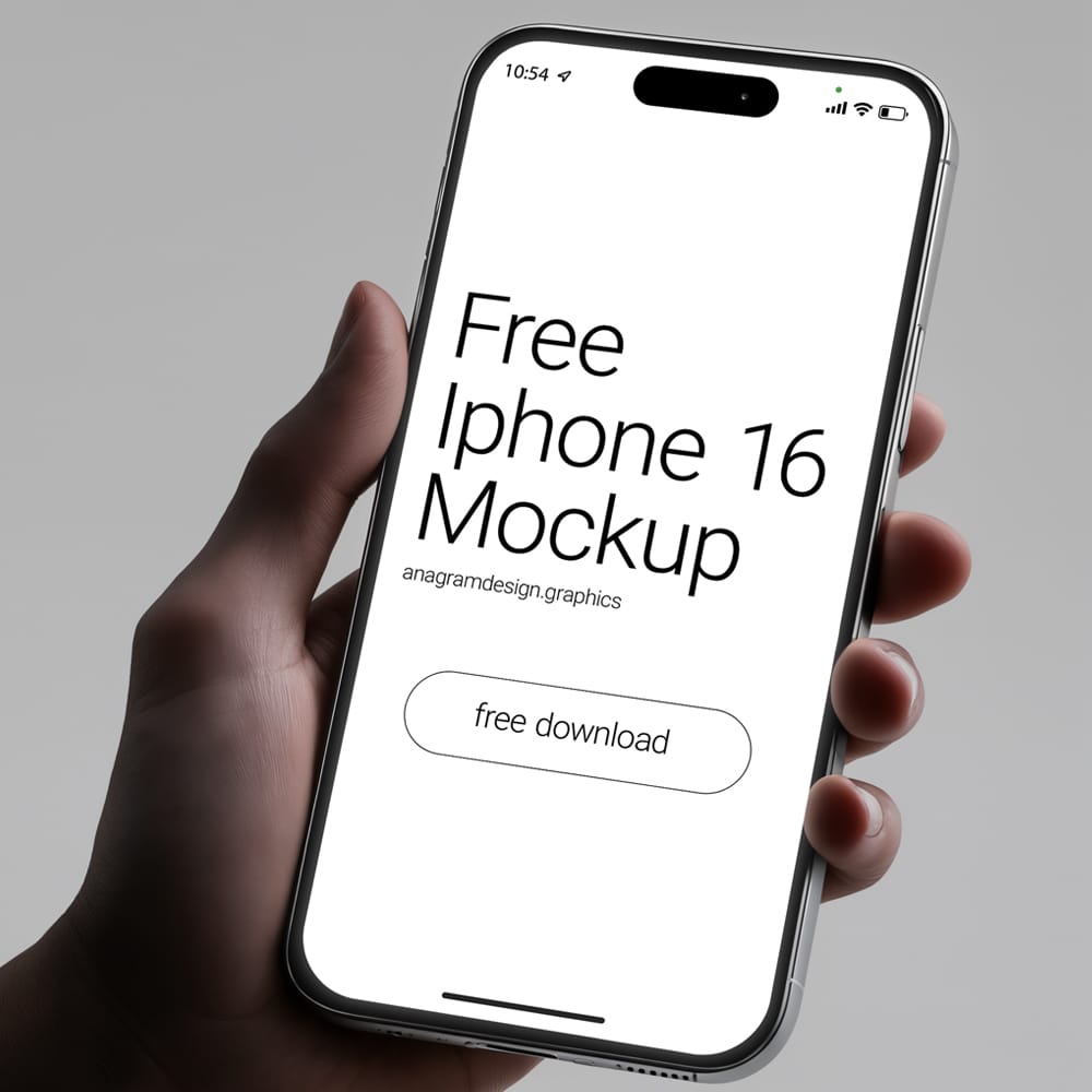 Free iPhone 16 Mockup Holding By Hand PSD