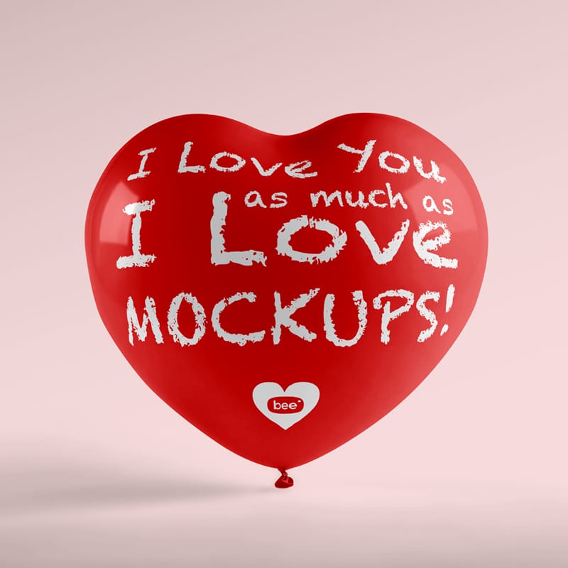 Heart Shaped Balloon Mockup PSD
