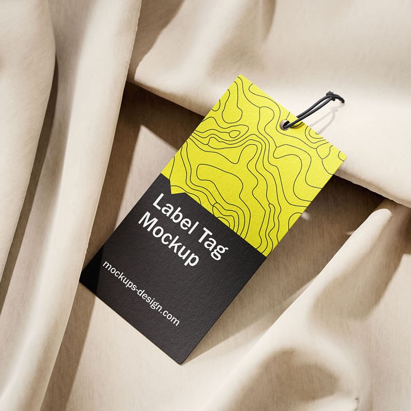 Label Tag on Fabric Mockup PSD