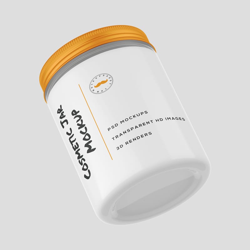 Large Cosmetic Clear Jar Mockup PSD