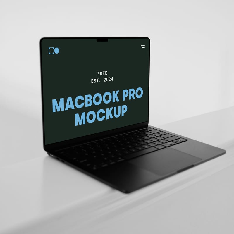 MacBook Pro on Floor Mockup PSD