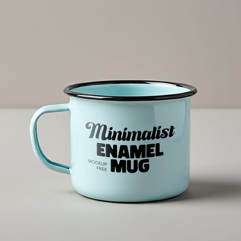 Minimalist Enamel Mug Mockup PSD