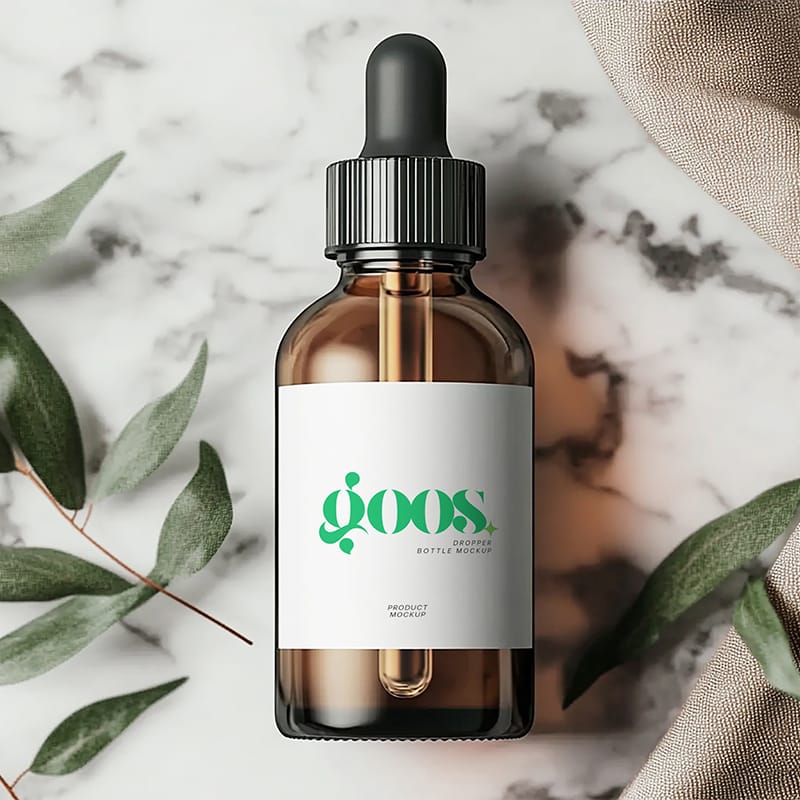 Minimalist Natural Dropper Bottle Mockup PSD