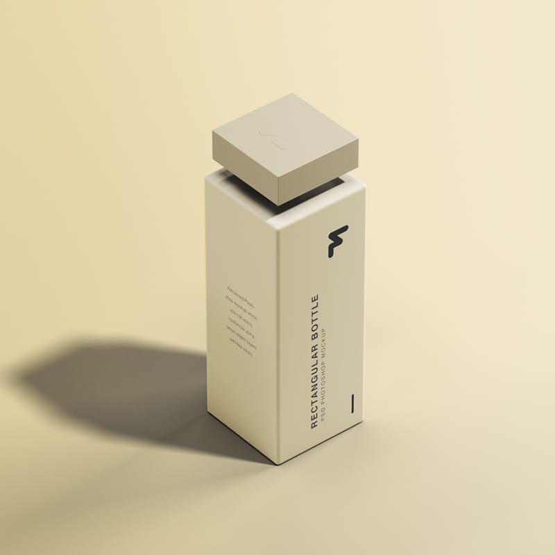 Minimalist Rectangular Bottle Mockup PSD