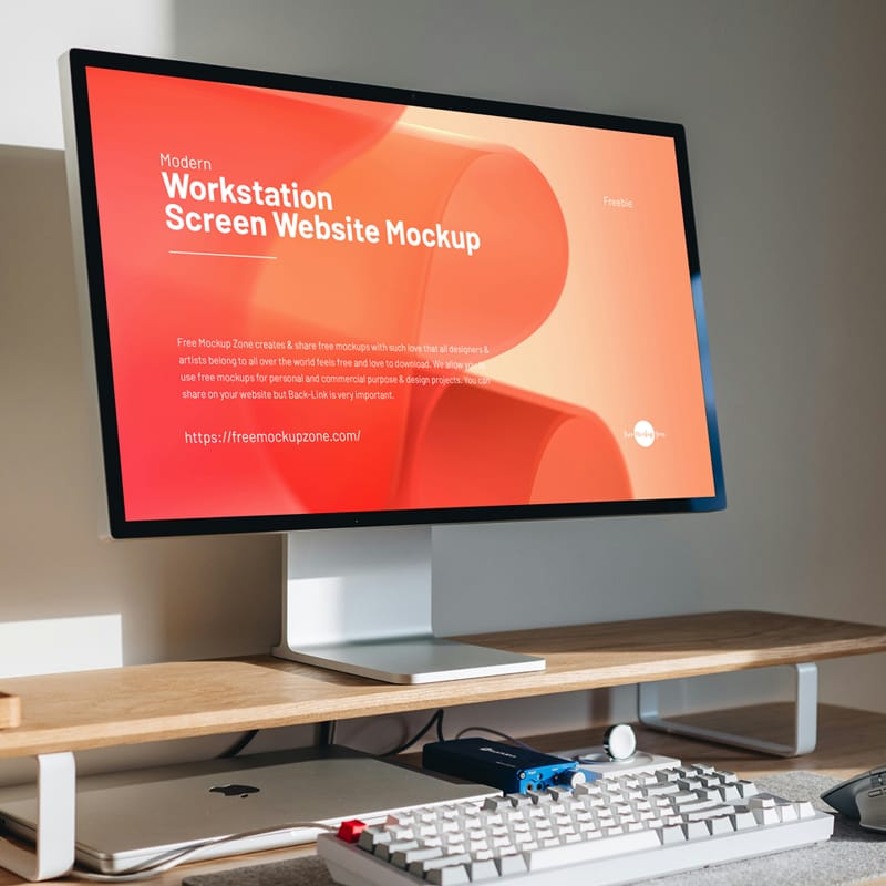 Modern Workstation Screen Website Mockup PSD