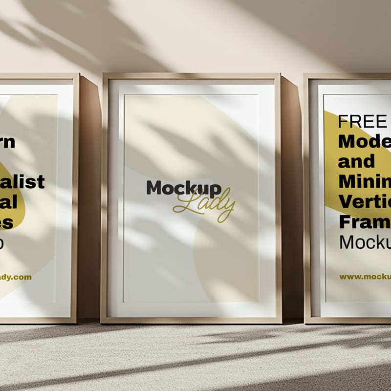 Modern and Minimalist Vertical Frames Mockup PSD
