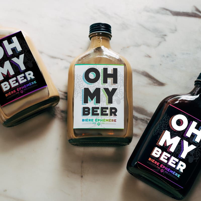 Oh My Beer Bottle Labels Mockup PSD