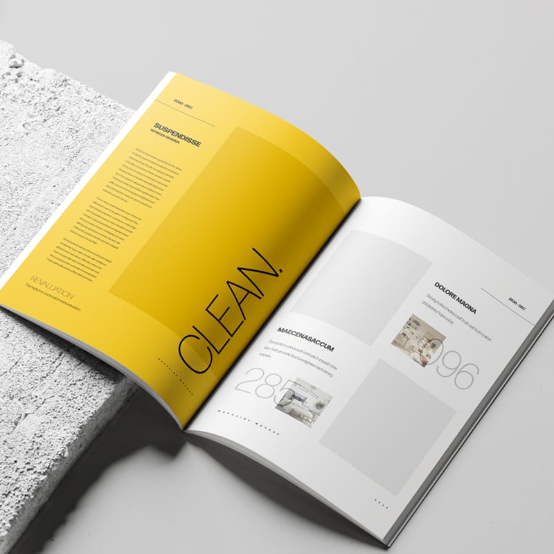 Open A4 Magazine Mockup On Concrete PSD