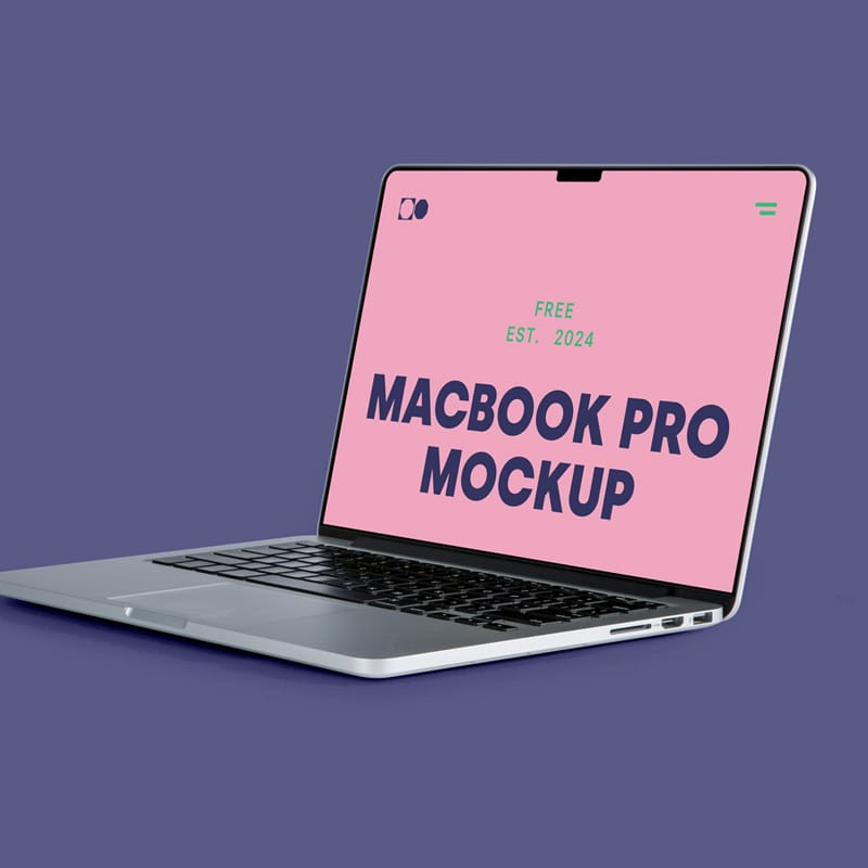 Open MacBook Pro Mockup PSD