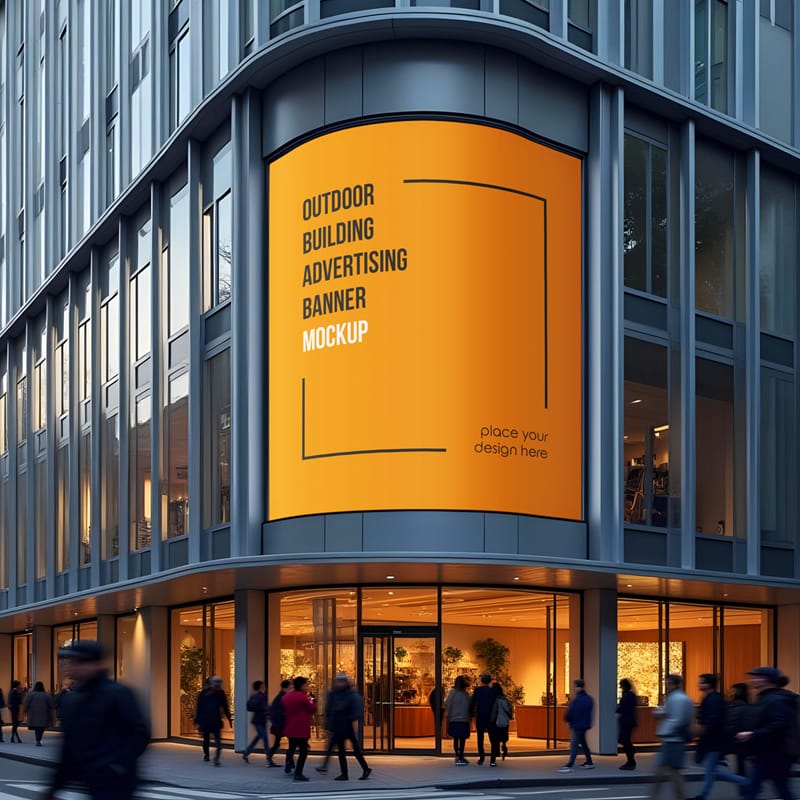 Outdoor Building Advertising Banner Mockup PSD