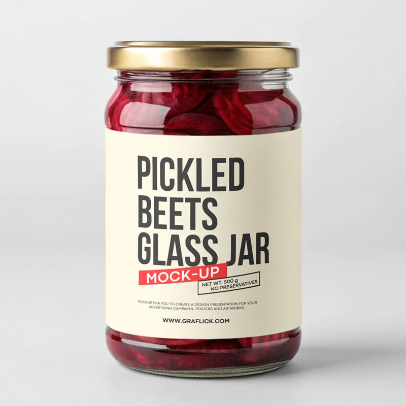 Pickled Beets Glass Jar Mockup PSD