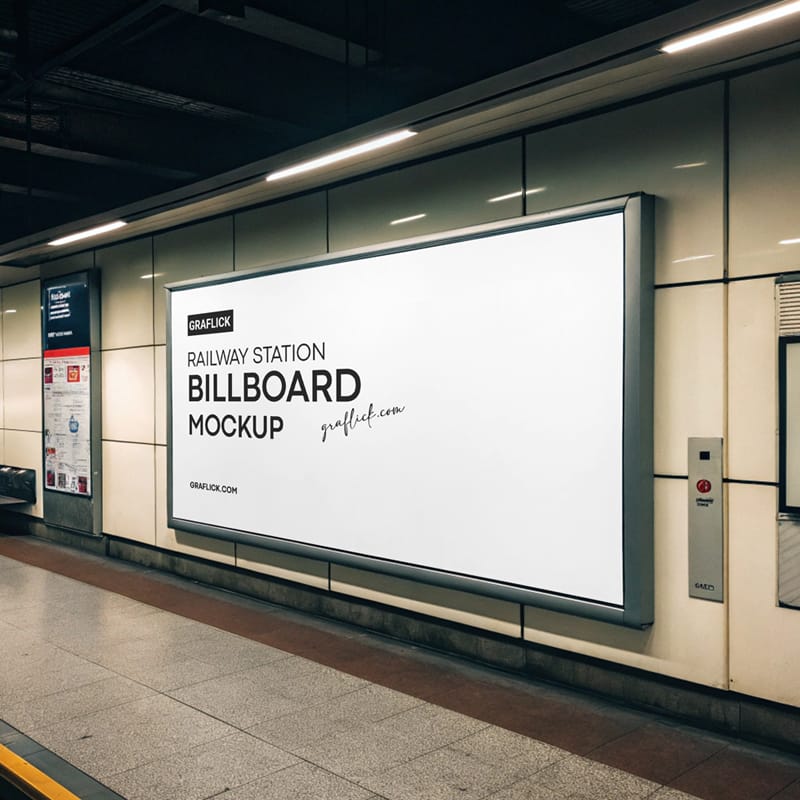 Railway Station Billboard Mockup PSD