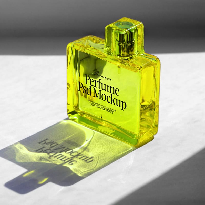 Realistic Glass Perfume Bottle Mockup PSD