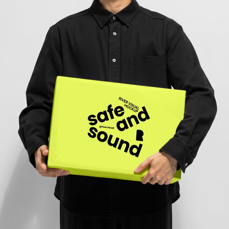 Regular Cardboard Box Mockup PSD