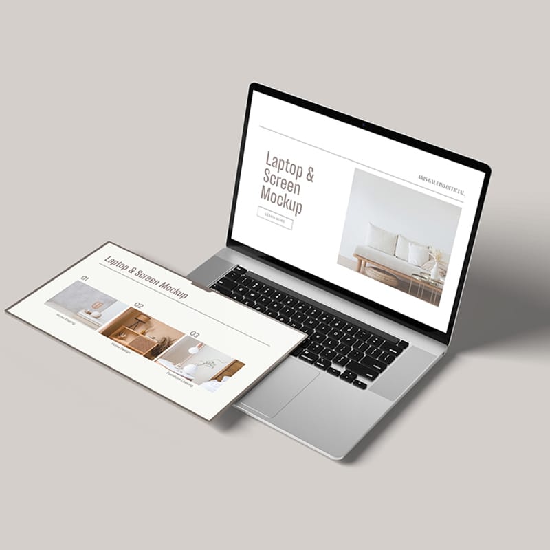 Screen and Laptop Mockup PSD