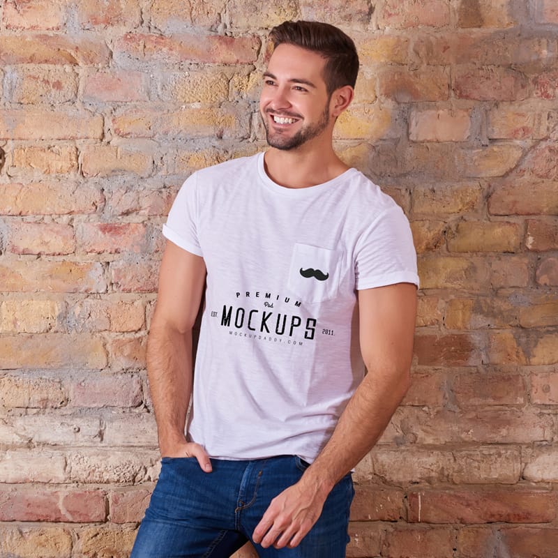 T-shirt Mockup with Front Pocket PSD